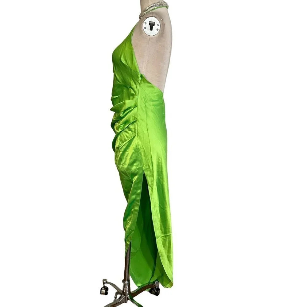 retrofete Maria Satin Dress in Lime Punch Green New Womens Long Maxi Gown - Picture 7 of 16